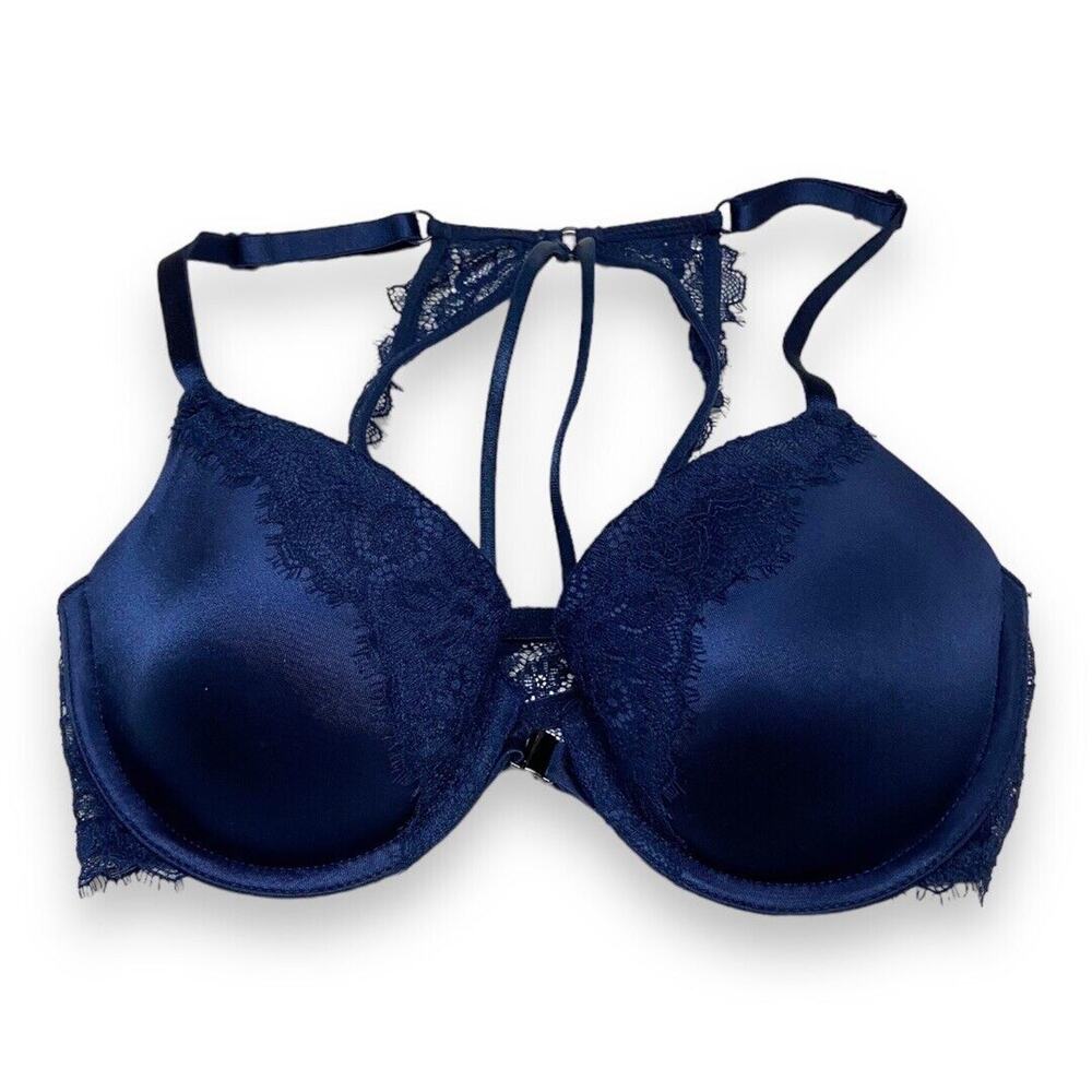 Auden Womens Bra Sz 32C The Ace Navy Blue Padded Racerback‎ Demi Lightly Lined